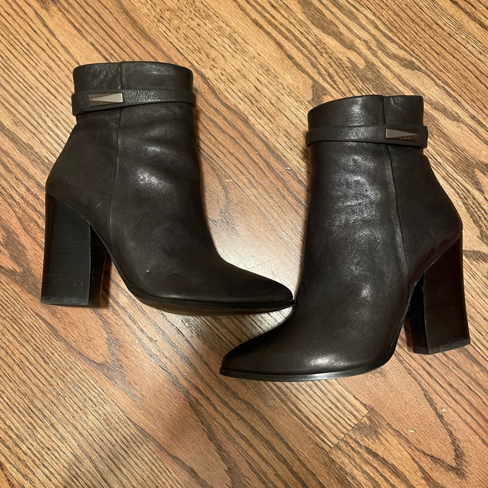 Black leather booties